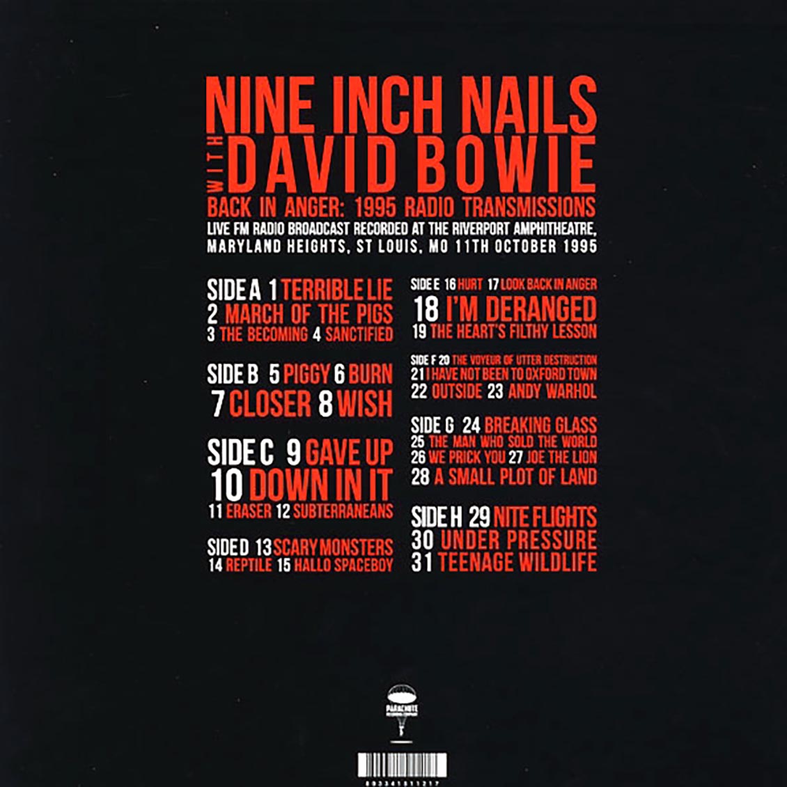Nine Inch Nails, David Bowie - Back In Anger: 1995 Radio Transmissions (4xLP) (box set)