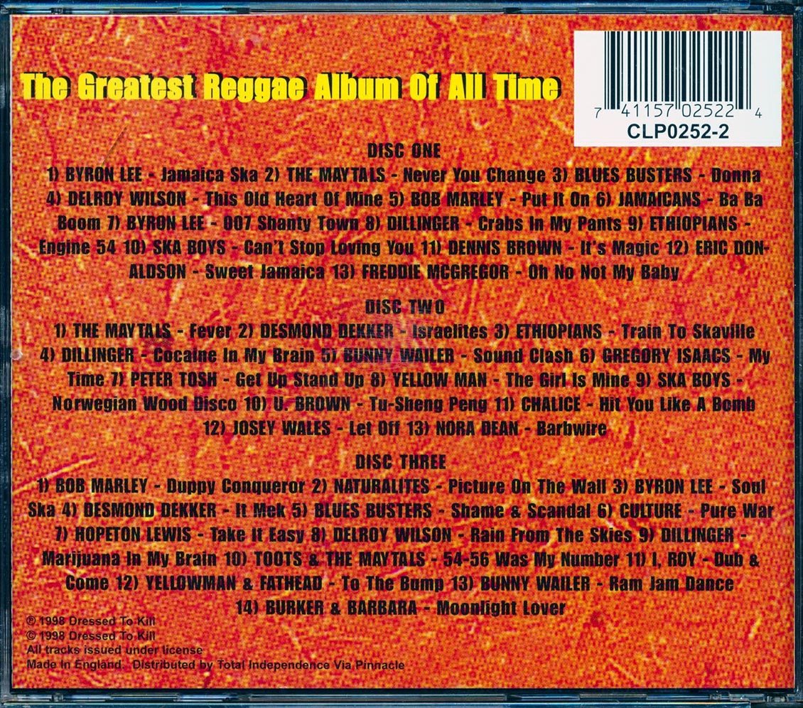 Bob Marley, Desmond Dekker, Gregory Isaacs, Toots & The Maytals, Etc. - The Greatest Reggae Album Of All Time (40 tracks) (3xCD)