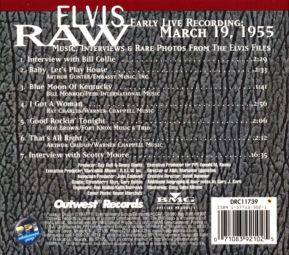 Elvis Presley - Raw Elvis: Early Live Recording March 19, 1955 (marked/ltd stock) (deluxe 3-fold digipak)
