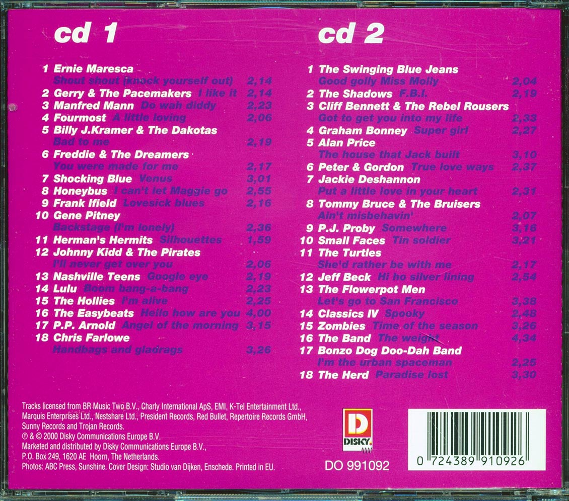Jeff Beck, The Zombies, PJ Proby, The Hollies, Lulu, Etc. - Greatest Hits Of The 60's (36 tracks) (2xCD)