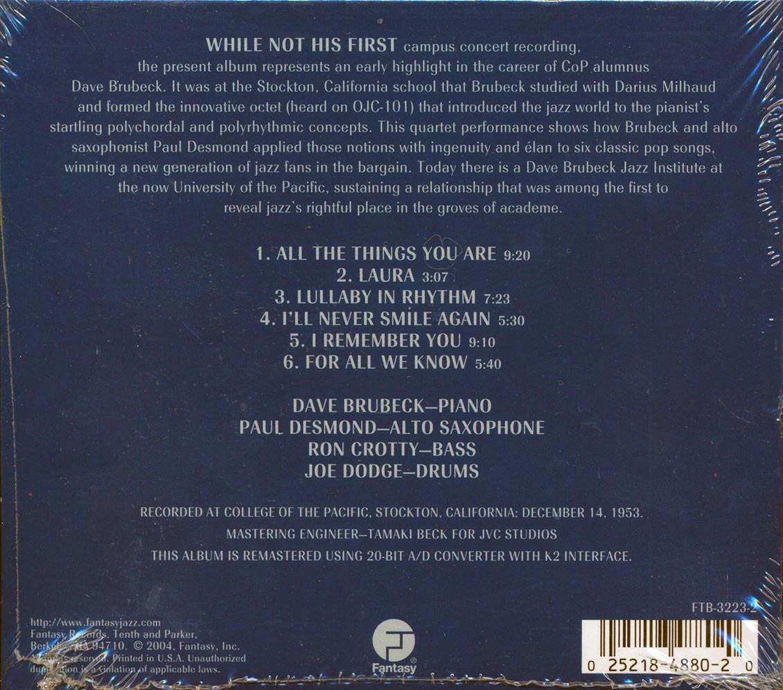 Dave Brubeck Quartet - Jazz At The College Of The Pacific