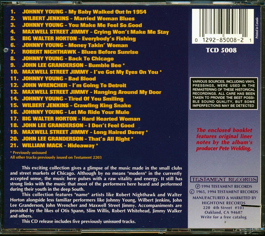 Robert Nighthawk, Wilbert Jenkins, Big Walter Horton, Maxwell Street Jimmy, Etc. - Modern Chicago Blues (marked/ltd stock)