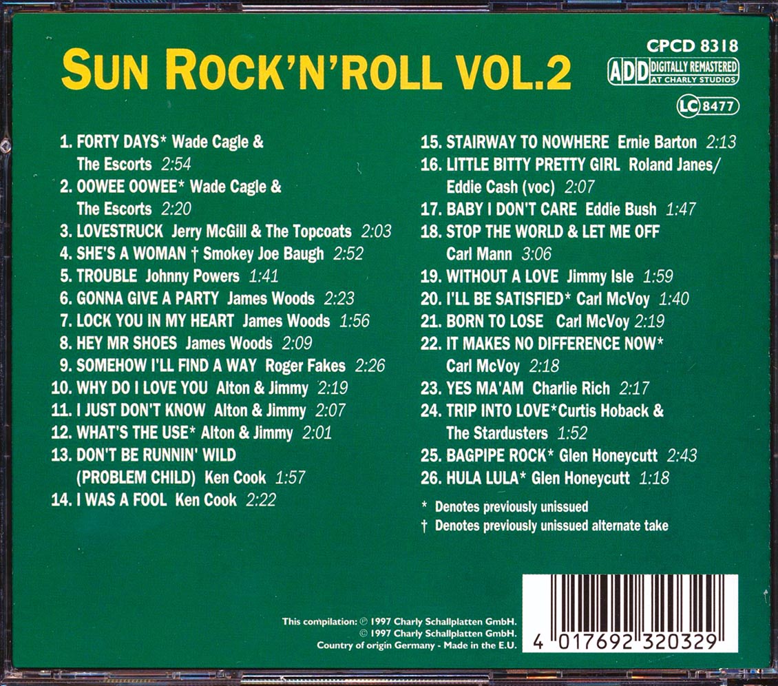James Woods, Ken Cook, Johnny Powers, Charlie Rich, Etc. - Sun Rock N Roll Volume 2 (40 tracks)