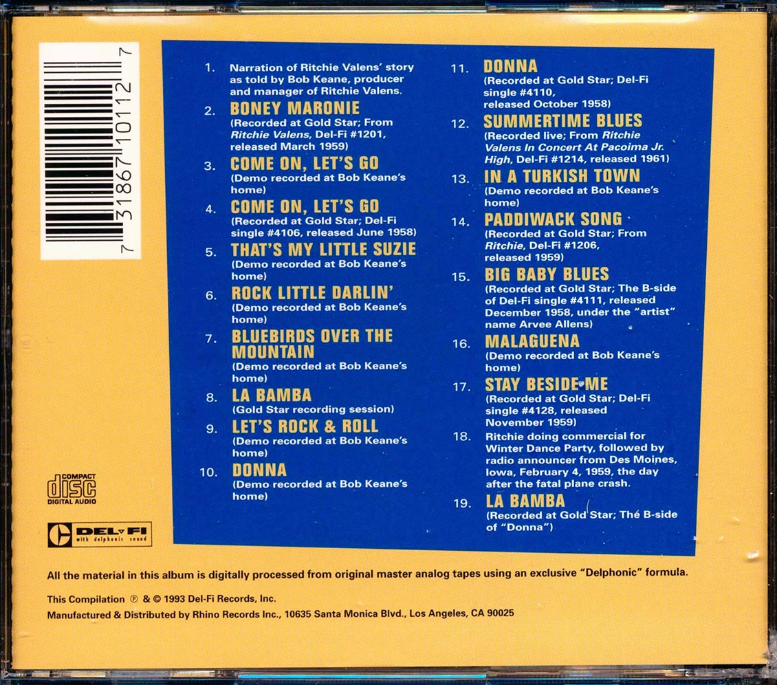 Ritchie Valens - The Ritchie Valens Story: Hits, Unreleased Demos, Photos, And Richie's Story As Told By Producer Bob Keane