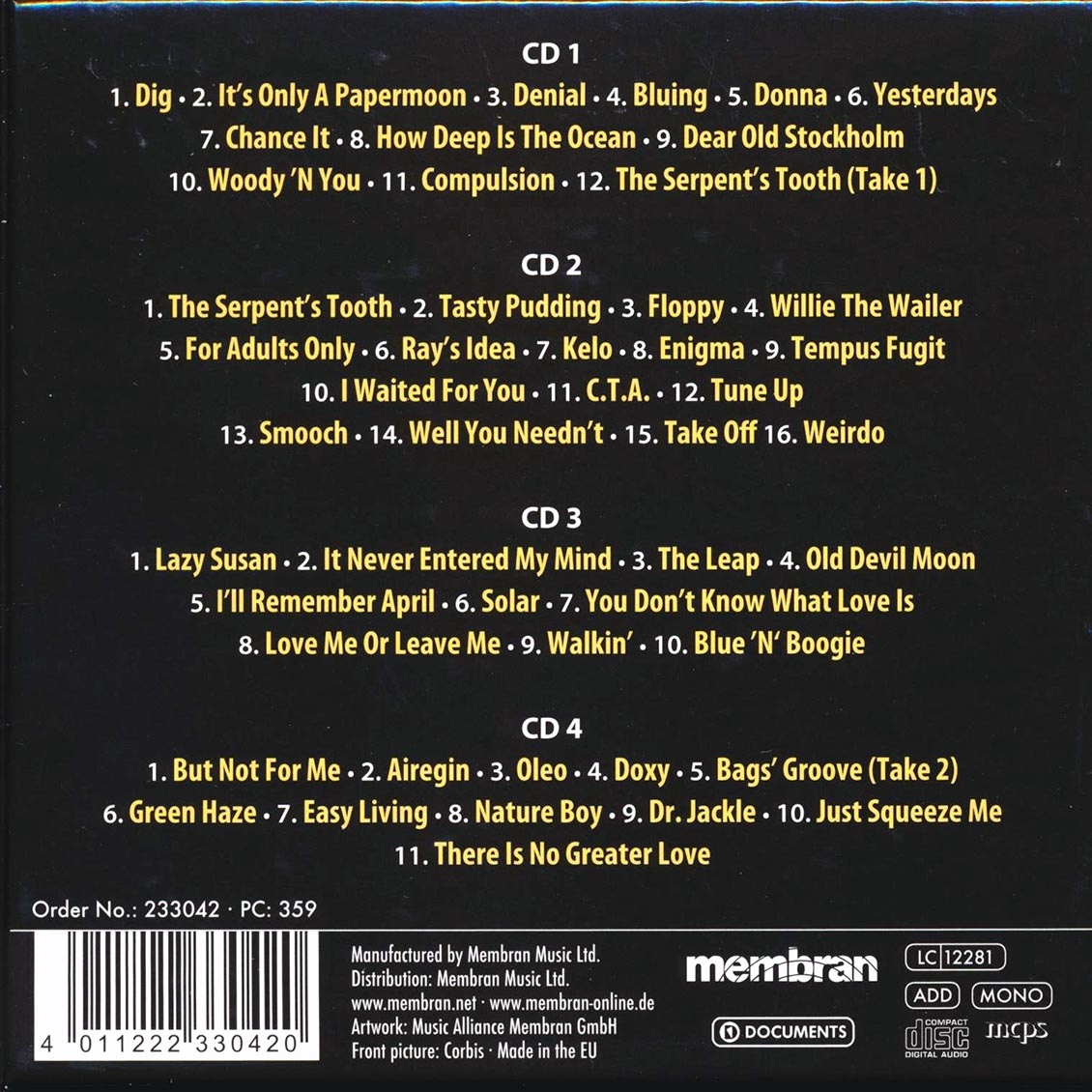Miles Davis - The Serpent's Tooth: Original Hits & Rarities (48 tracks) (4xCD) (box set) (incl. large booklet)