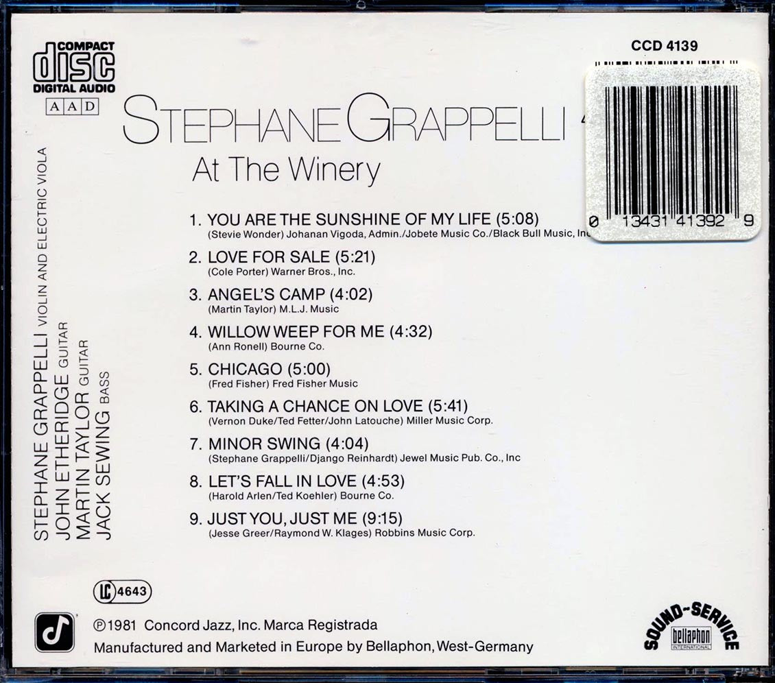 Stephane Grappelli - At The Winery