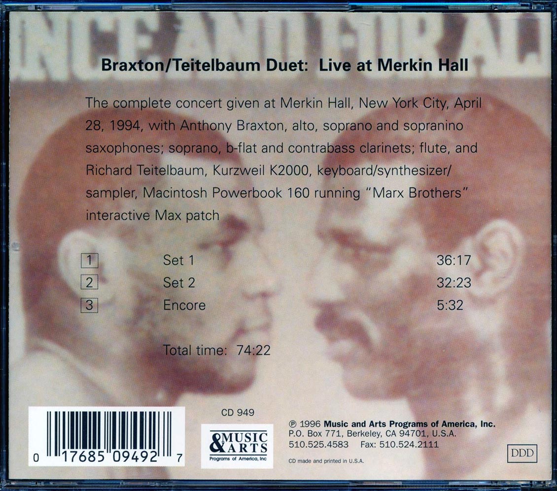 Anthony Braxton, Richard Teitelbaum - Duet: Live At Merkin Hall, NYC