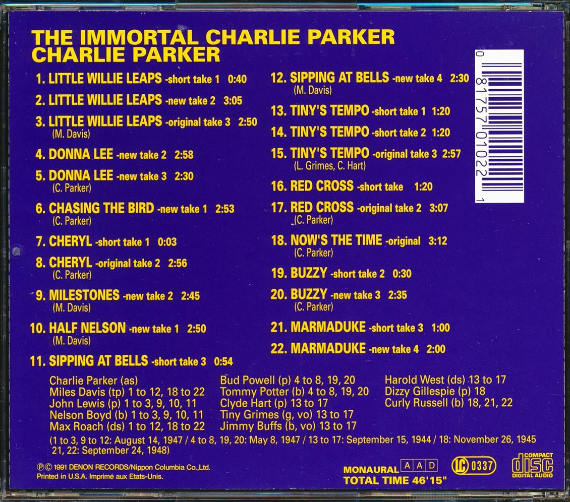 Charlie Parker - The Immortal Charlie Parker