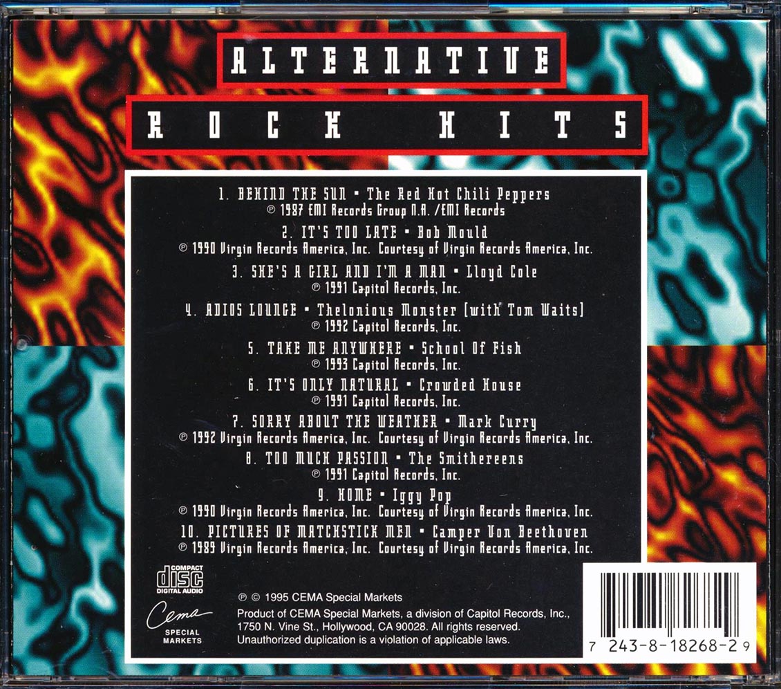 Bob Mould, The Red Hot Chili Peppers, Iggy Pop, Crowded House, Etc. - Alternative Rock Hits