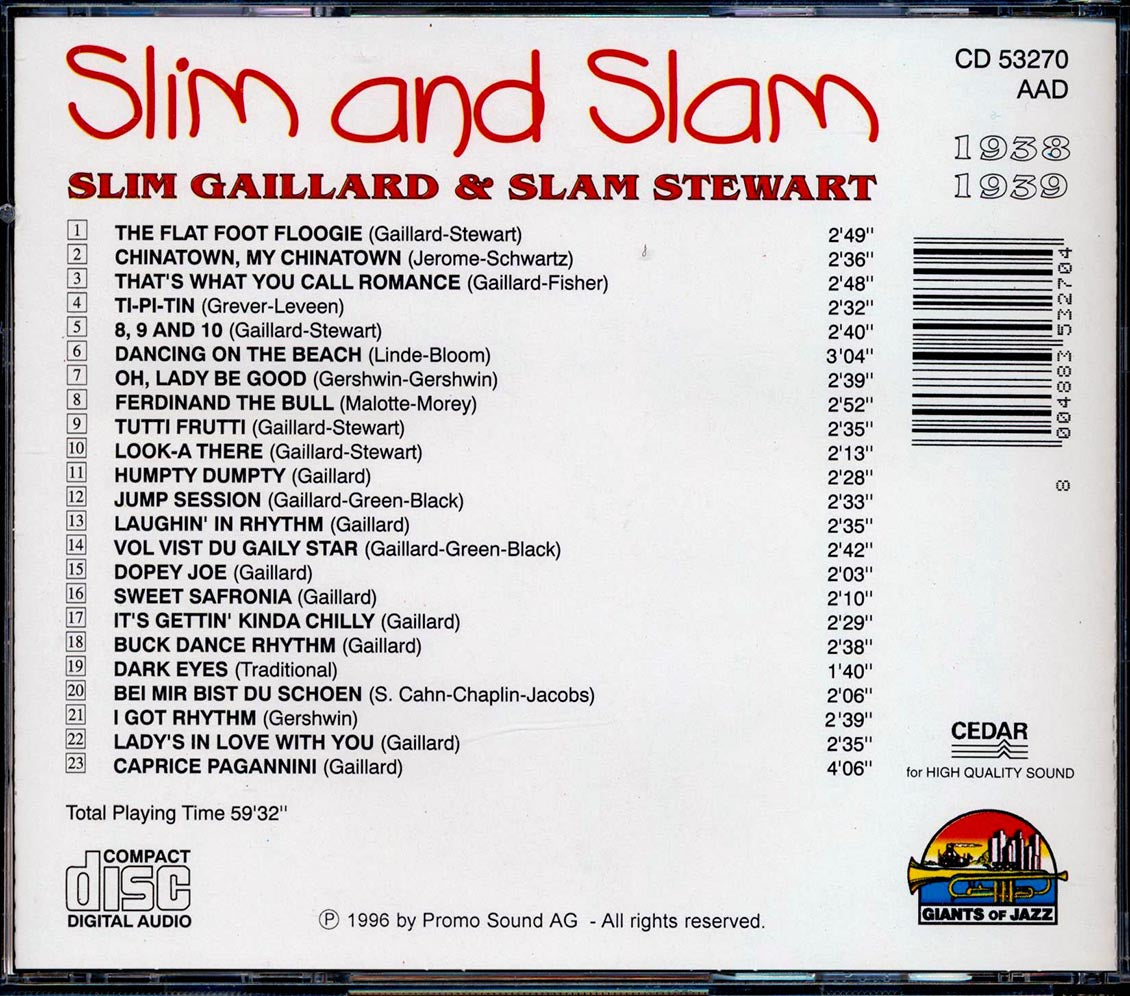 Slim Gaillard, Slam Stewart - Slim And Sam (23 tracks)