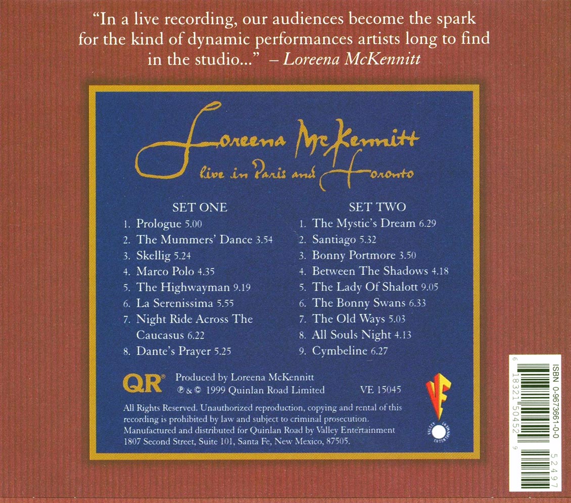 Loreena McKennitt - Live In Paris And Toronto (2xCD) (incl. large booklet)