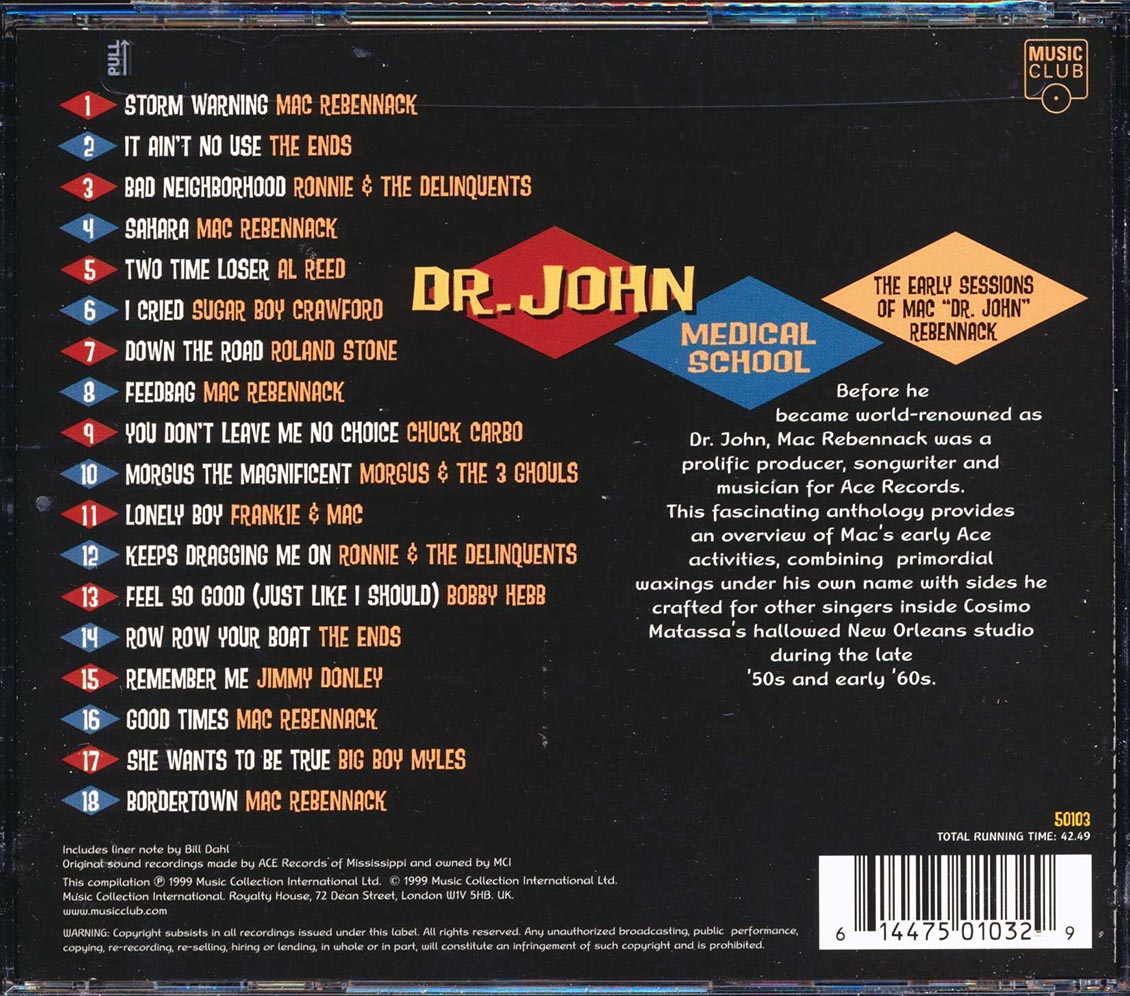Dr. John - Medical School: The Early Sessions Of Mac Dr. John Rebennack