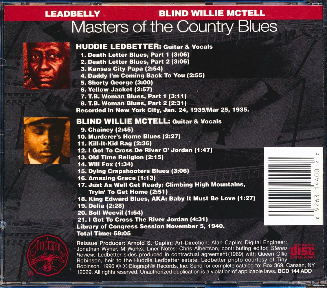 Leadbelly, Blind Willie McTell - Master Of The Country Blues (21 tracks)