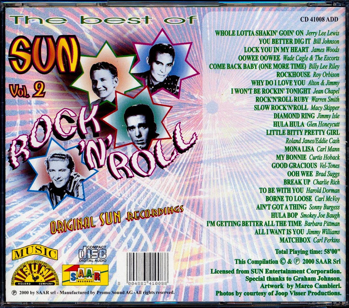 Roy Orbison, Charlie Rich, Smokey Joe Baugh, Wade Cagle & The Escorts, Etc. - The Best Of Sun Rock 'n' Roll Volume 2