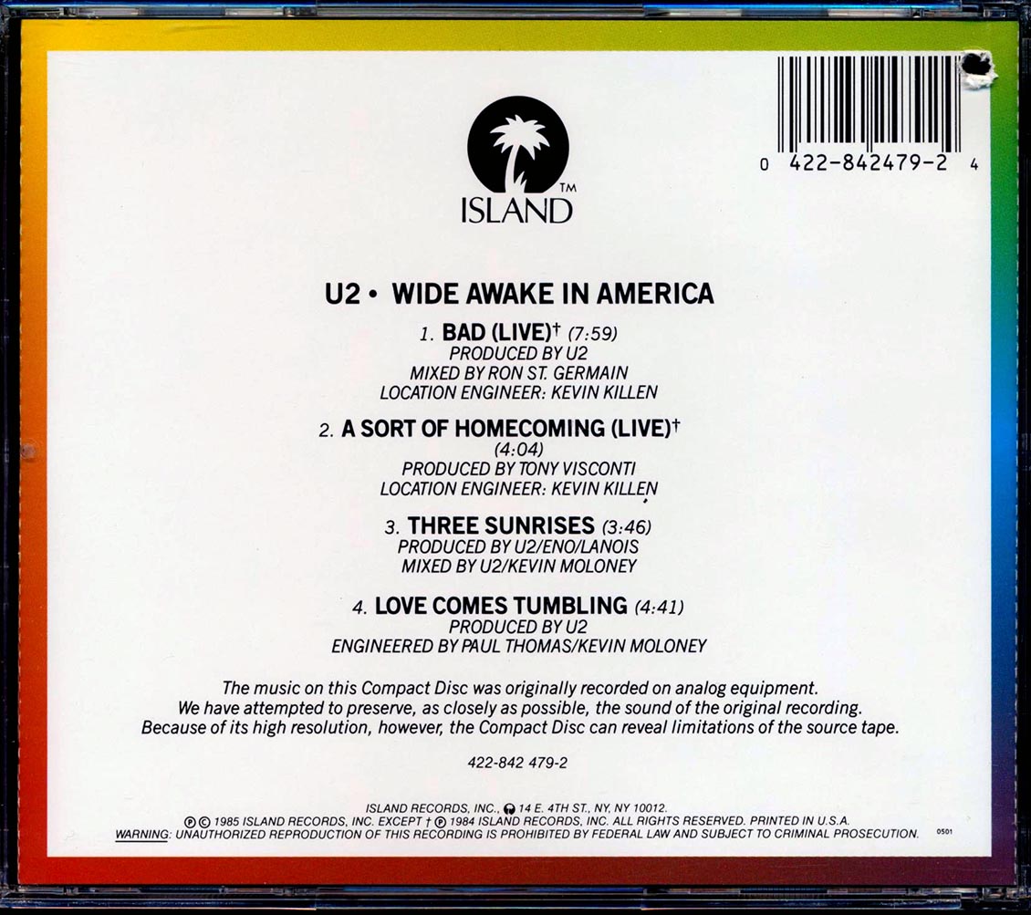 U2 - Wide Awake In America (marked/ltd stock)