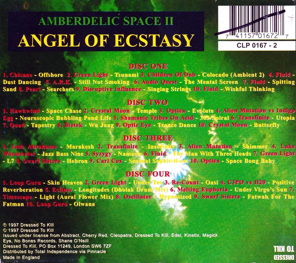 Hawkwind, Optic Eye, Chicane, Carl Cox, Josh Abrahams, Loop Guru, Etc. - Amberdelic Space 2: Angel Of Ecstasy (40 tracks) (4xCD)