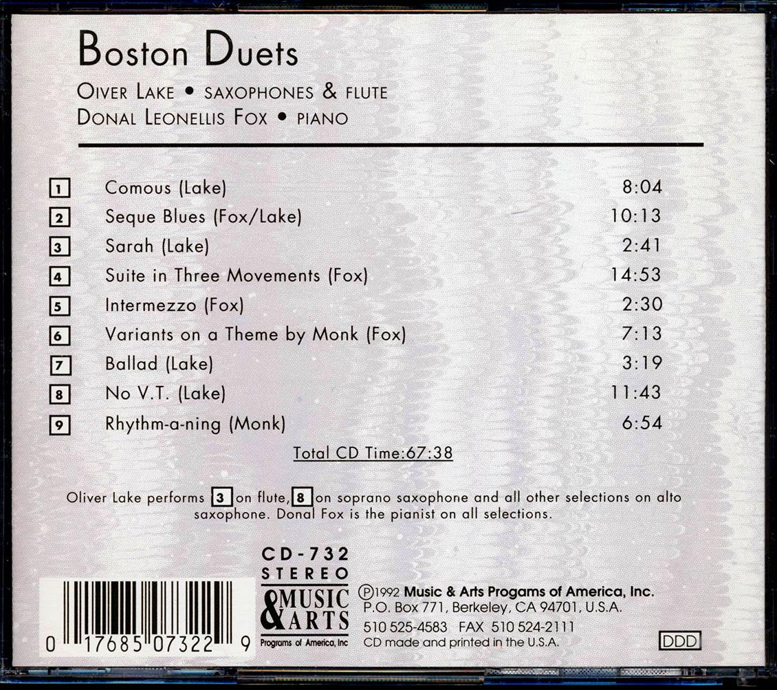 Oliver Lake, Donal Leonellis Fox - Boston Duets