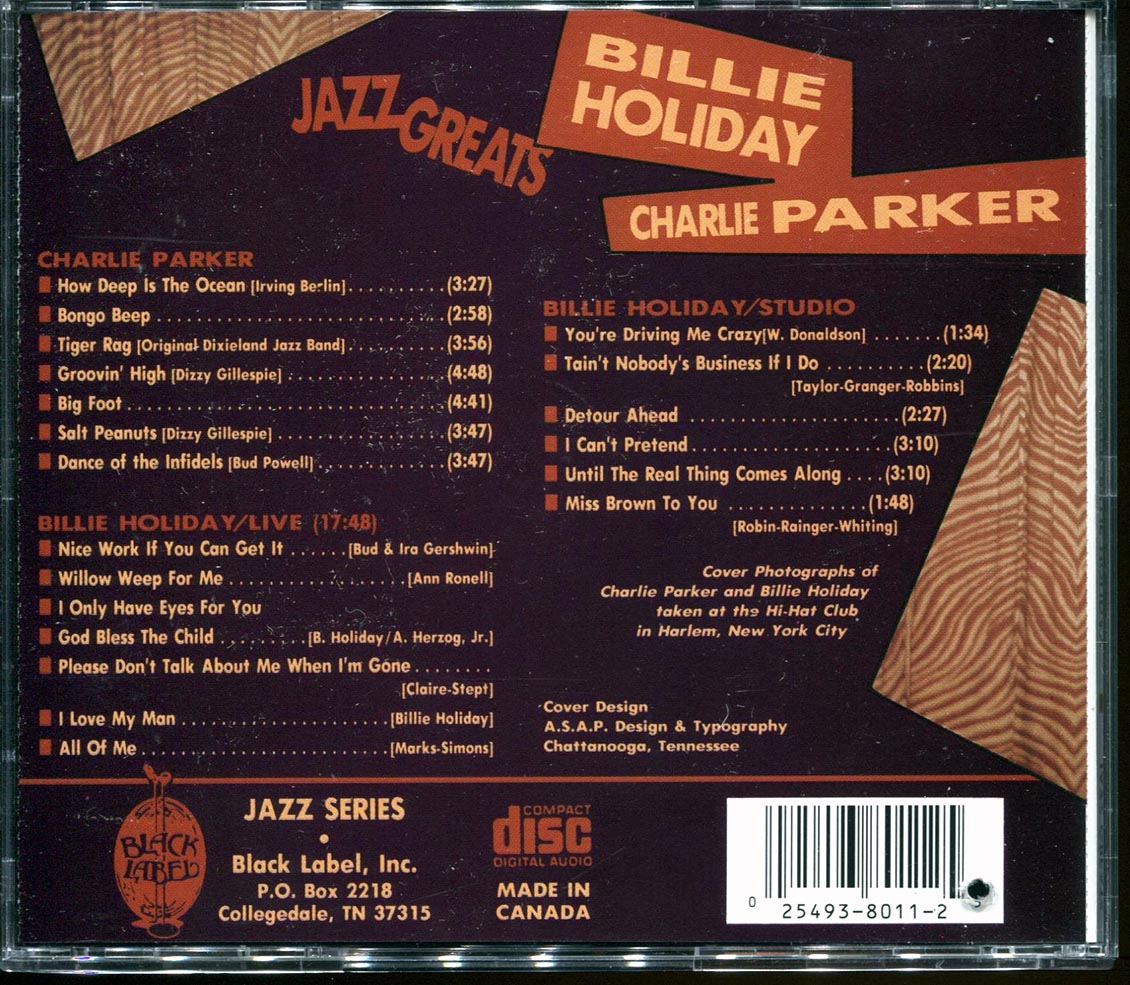 Billie Holiday, Charlie Parker - Jazz Greats (20 tracks) (marked/ltd stock)