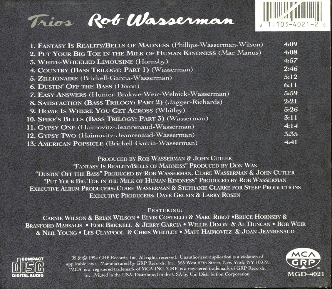 Rob Wasserman - Trios (marked/ltd stock)