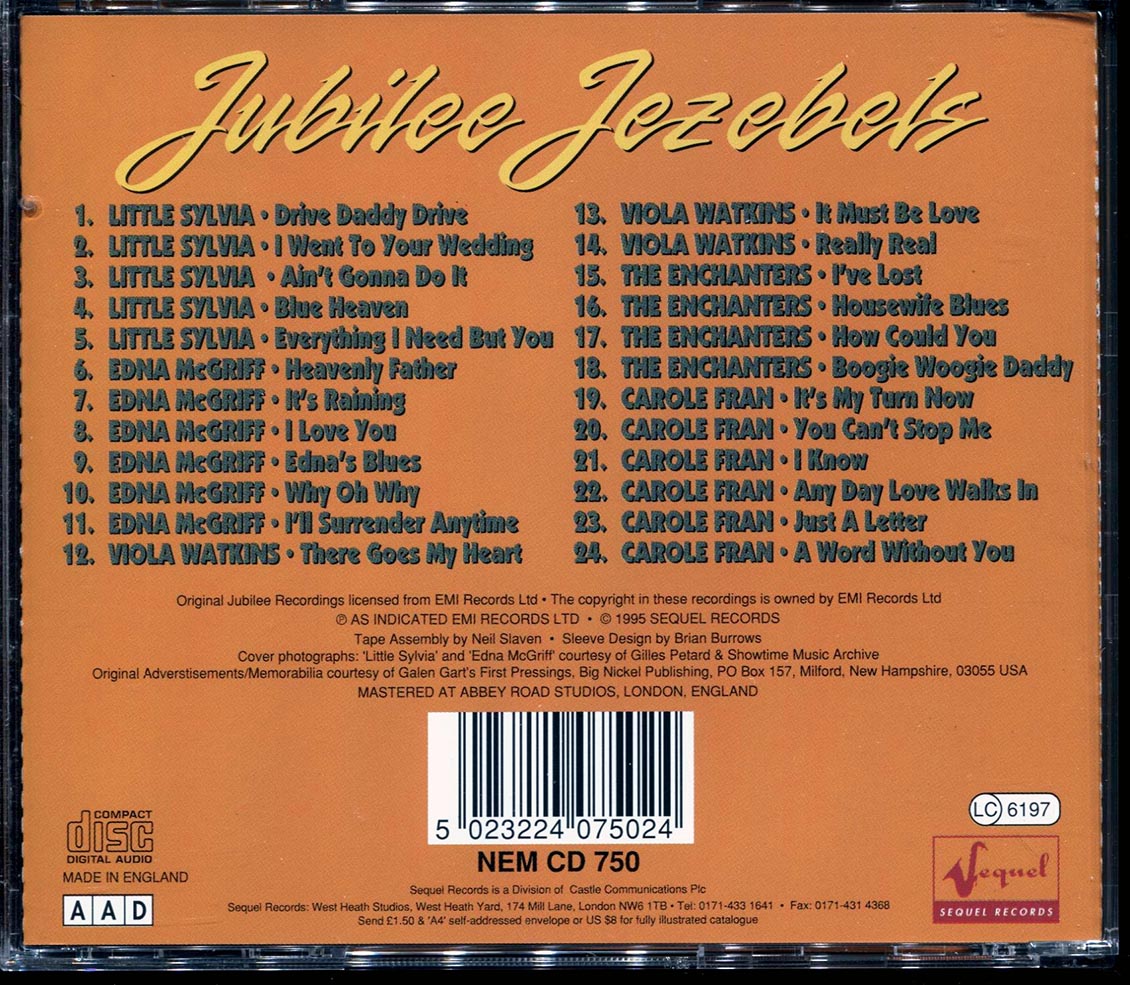 Edna McGriff, Little Sylvia, Viola Watkins, The Enchanters, Carole Fran - Jubilee Jezebels