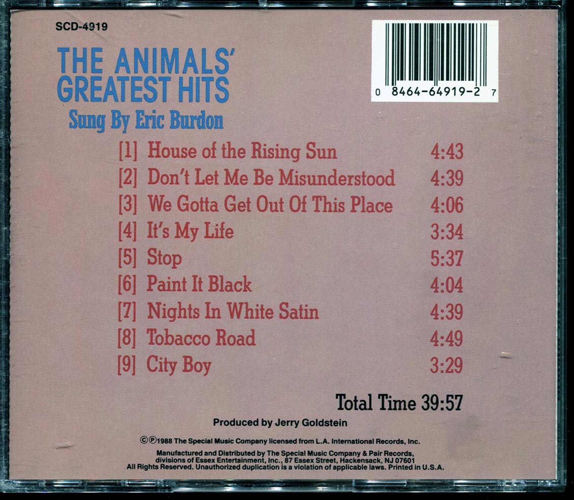 Eric Burdon - The Animals' Greatest Hits Sung By Eric Burdon