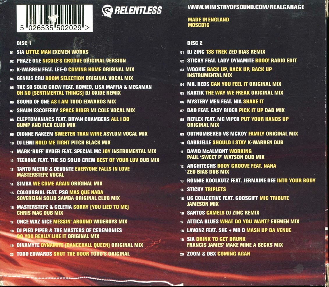 Mr. Reds, So Solid Crew, Genuis Cru, Wookie, Etc. - Real Garage Mixed Live By Masterstepz (40 tracks) (2xCD) (incl. large booklet)
