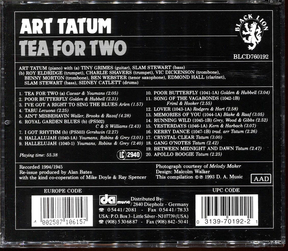 Art Tatum - Tea For Two (20 tracks)