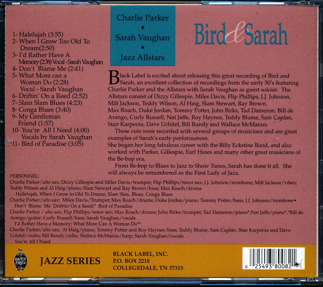 Charlie Parker, Sarah Vaughan, Jazz All Stars - Bird & Sarah (marked/ltd stock)