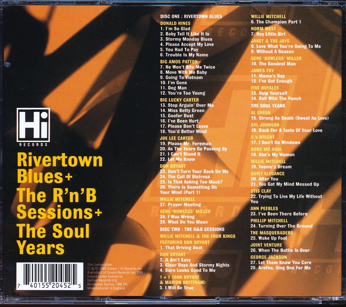 Donald Hines, Lucky Carter, Big Amos Patton, Don Bryant, Ann Peebles, Etc. - Hi Records: Riverton Blues + The R 'n B Sessions + The Soul Years (57 tracks) (2xCD)