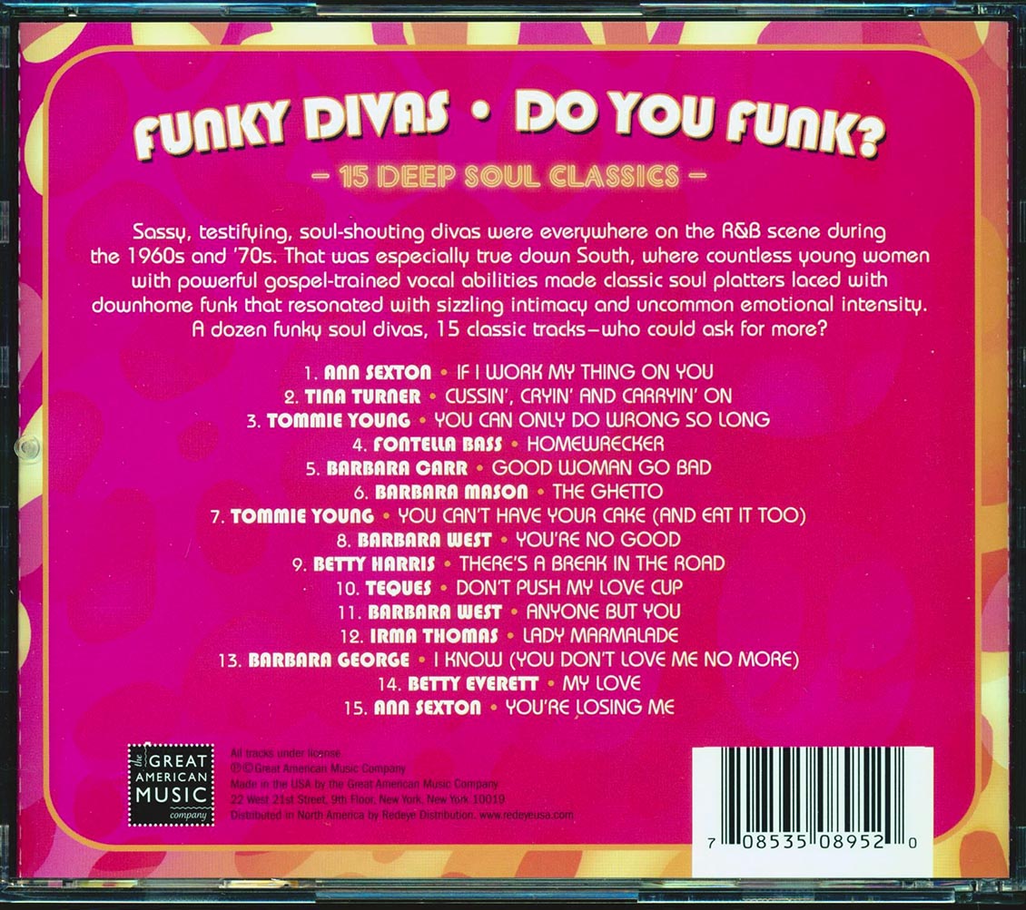 Tina Turner, Ann Sexton, Barbara Mason, Irma Thomas, Etc. - Funky Divas: Do You Funk? 15 Deep Soul Classics