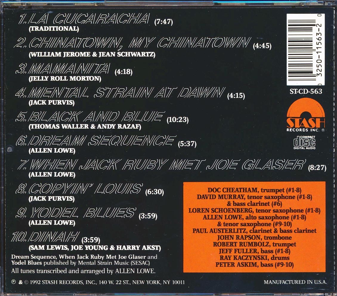 David Murray, Doc Cheatham, Loren Schoenberg With Allen Lowe & The Jack Purvis Memorial Orchestra - Mental Strain At Dawn: A Modern Portrait Of Louis Armstrong
