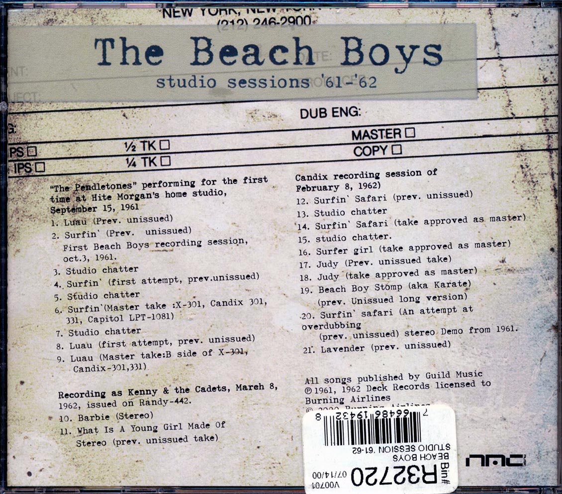 The Beach Boys - The Studio Sessions '61-'62 (21 tracks) (remastered)