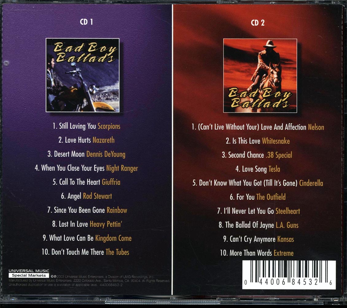 Whitesnake, Tesla, Scorpions, The Tubes, 38 Special, Etc. - Bad Boy Ballads (20 tracks) (2xCD)