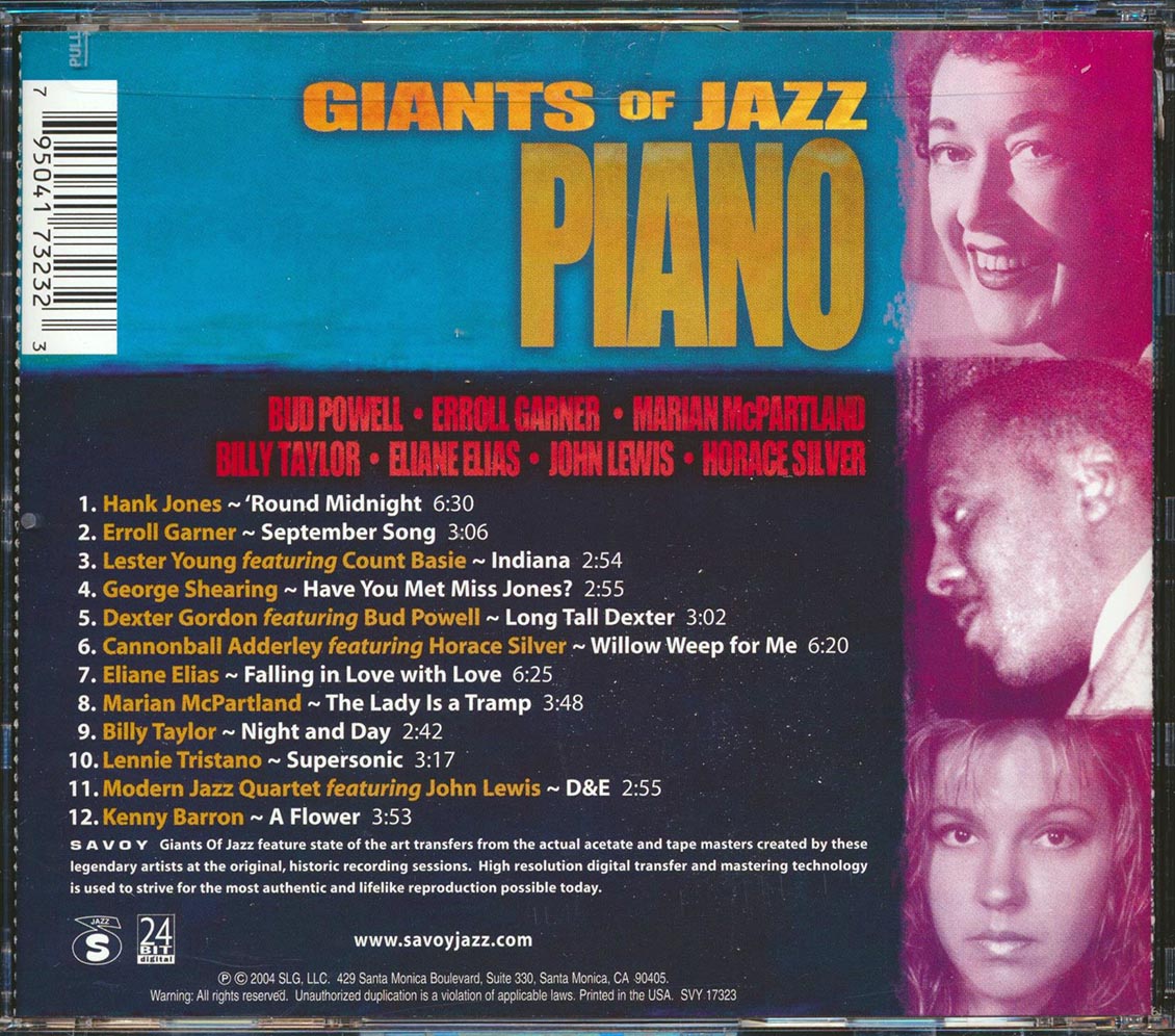 Lester Young, Hank Jones, Count Basie, Cannonball Adderley, Etc. - Giants Of JazzL Piano (remastered) (24-bit mastering)