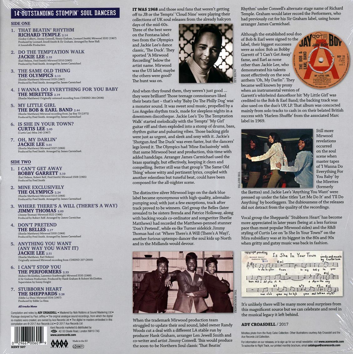 Richard Temple, The Olympics, Curtis Lee, The Performers, Etc. - Mirwood Records Northern Soul