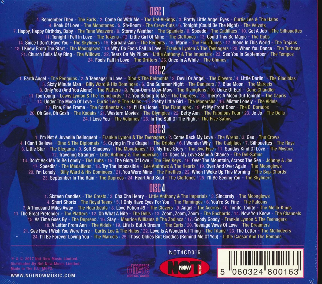 Dion & The Belmonts, The Platters, Frankie Lymon, The Tempos, Etc. - 100 Doo-Wop Hits (100 tracks) (4xCD) (deluxe 4-fold digipak)
