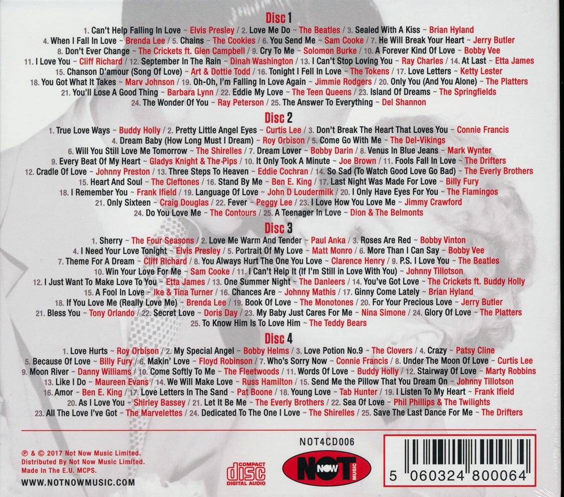 Elvis Presley, The Beatles, Sam Cooke, Ray Charles, Etc. - 100 Greatest Love Songs (100 tracks) (4xCD) (deluxe 4-fold digipak)