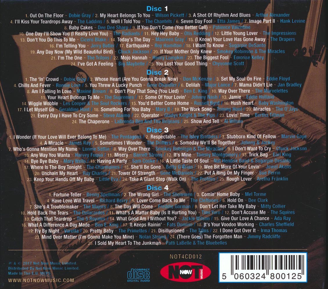 Etta James, Wilson Pickett, Sam Cooke, Ben E King, Al Wilson, Etc. - 100 Northern Soul Classics (100 tracks) (4xCD) (deluxe 4-fold digipak)