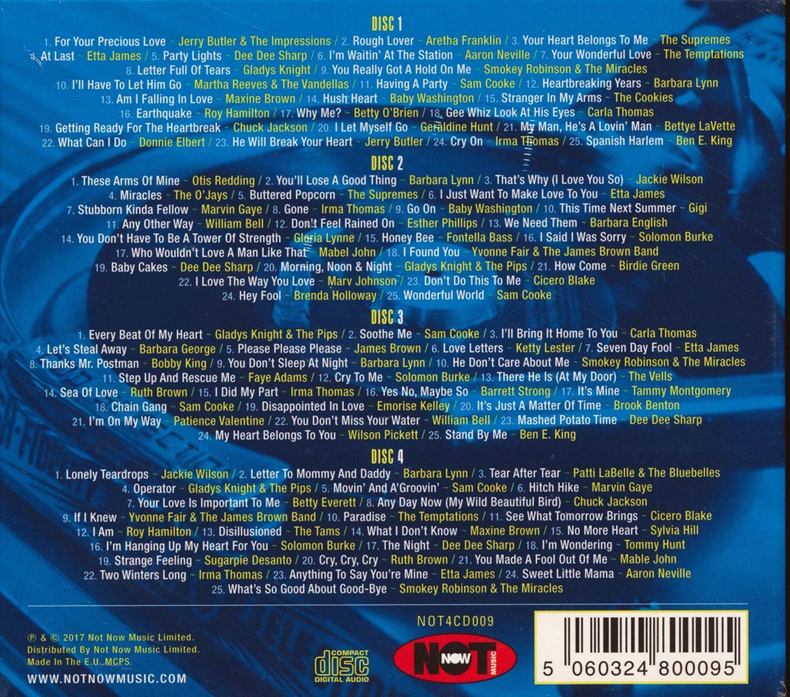 Sam Cooke, Etta James, Marvin Gaye, Aretha Franklin, Etc. - 100 Soul Classics (100 tracks) (4xCD) (deluxe 4-fold digipak)