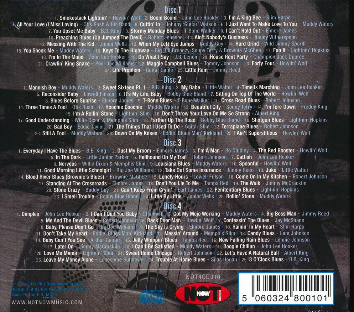 BB King, Muddy Waters, John Lee Hooker, Elmore James, Etc. - 100 Blues Classics (100 tracks) (4xCD) (deluxe 4-fold digipak)