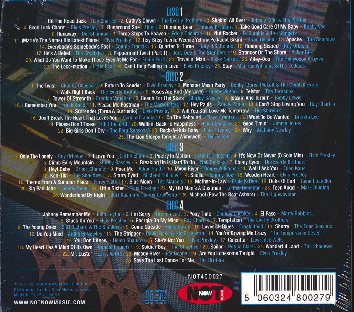 Elvis Presley, Del Shannon, Roy Orbison, Cliff Richard, Etc. - 100 No. 1 Hits Of The '60s (100 tracks) (4xCD) (deluxe 4-fold digipak)