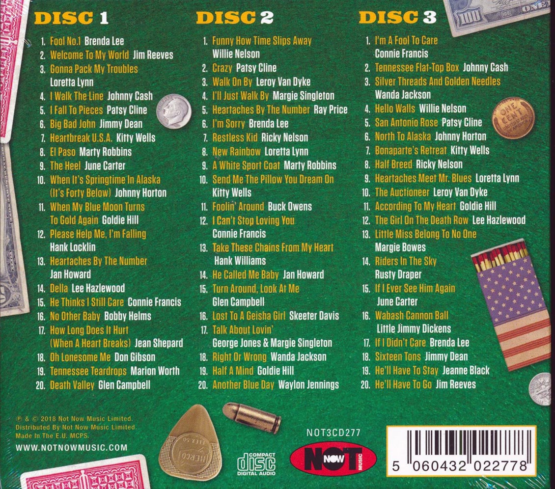 Johnny Cash, Willie Nelson, Glen Campbell, Brenda Lee, Etc. - Kings & Queens Of Country (60 tracks) (3xCD) (deluxe 3-fold digipak)