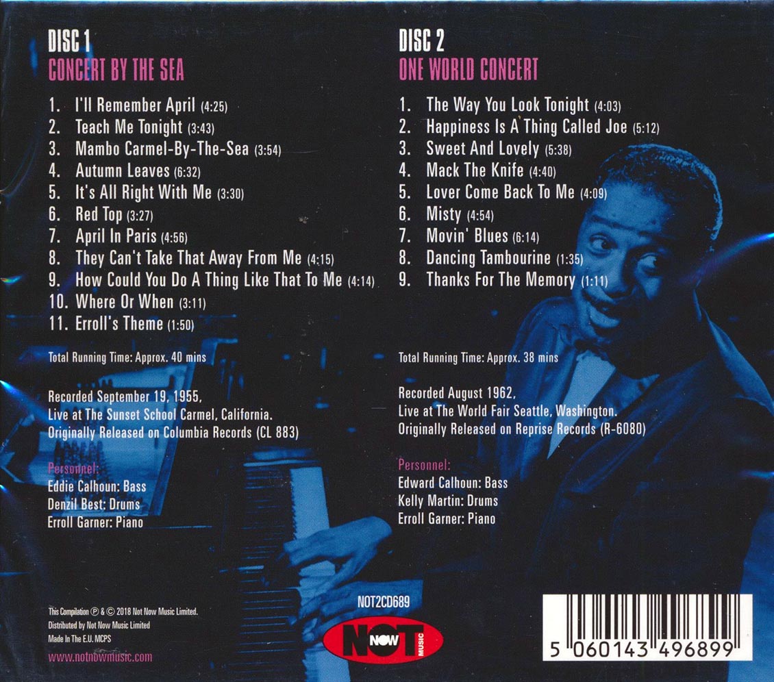 Erroll Garner - Concert By The Sea & One World Conert (20 tracks) (2xCD)