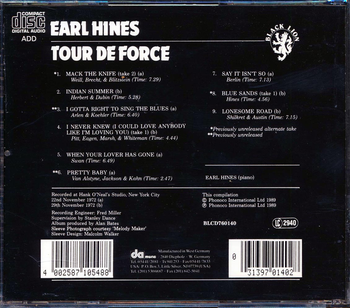 Earl Hines - Tour De Force