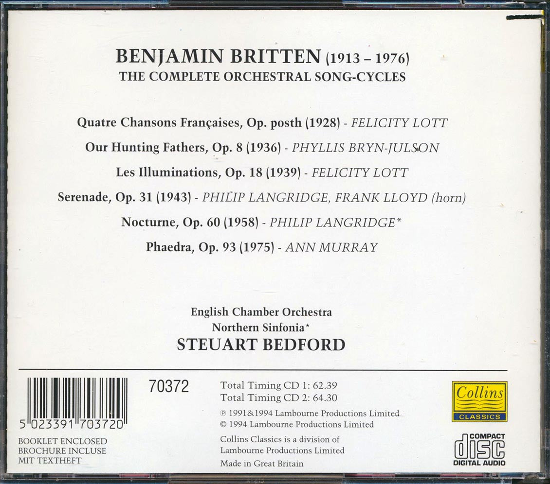 Benjamin Britten - The Complete Orchestral Song-Cycles (2xCD) (marked/ltd stock)