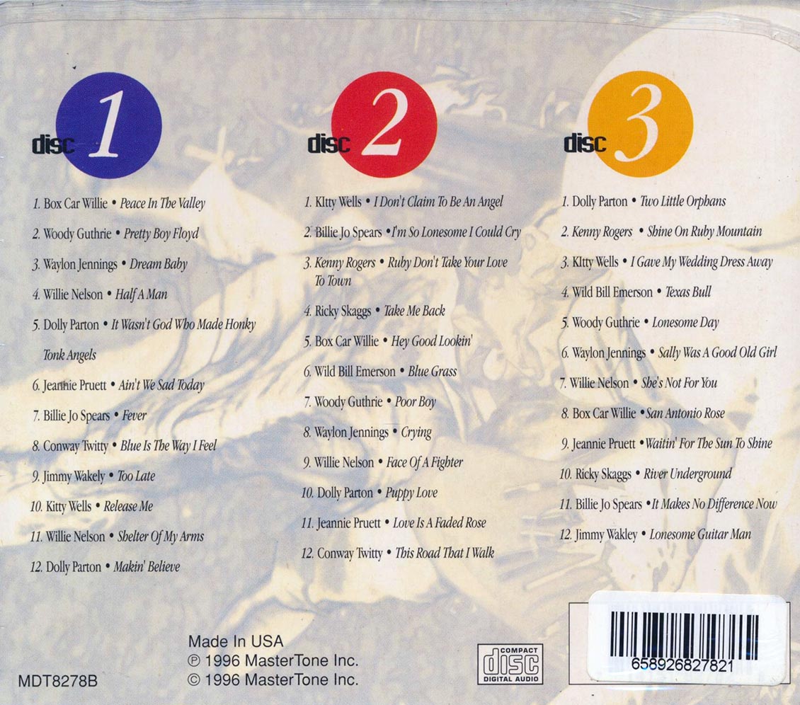 Dolly Parton, Box Car Willie, Waylon Jennings, Kenny Rogers, Etc. - Country Classics (36 tracks) (3xCD)