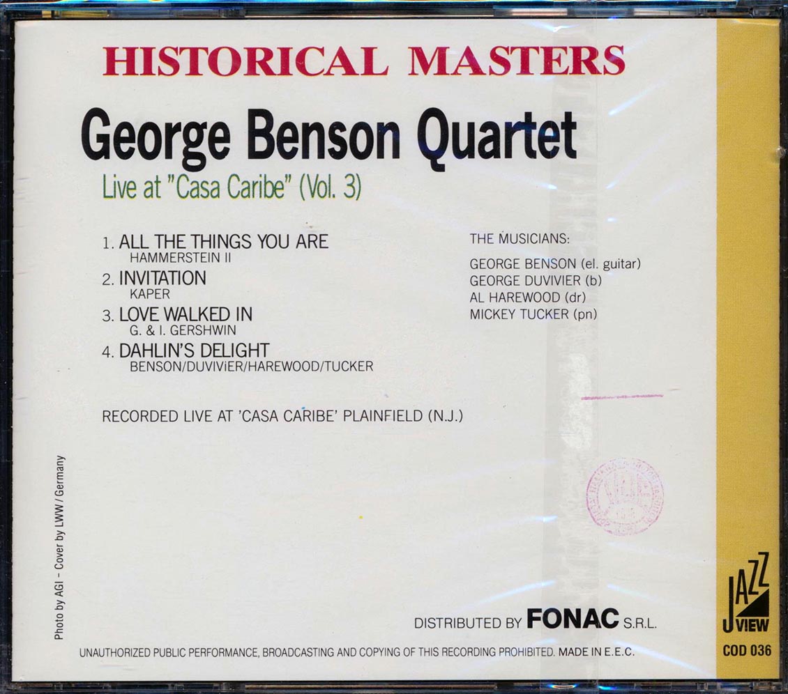 George Benson Quartet - Live At Casa Caribe Volume 3