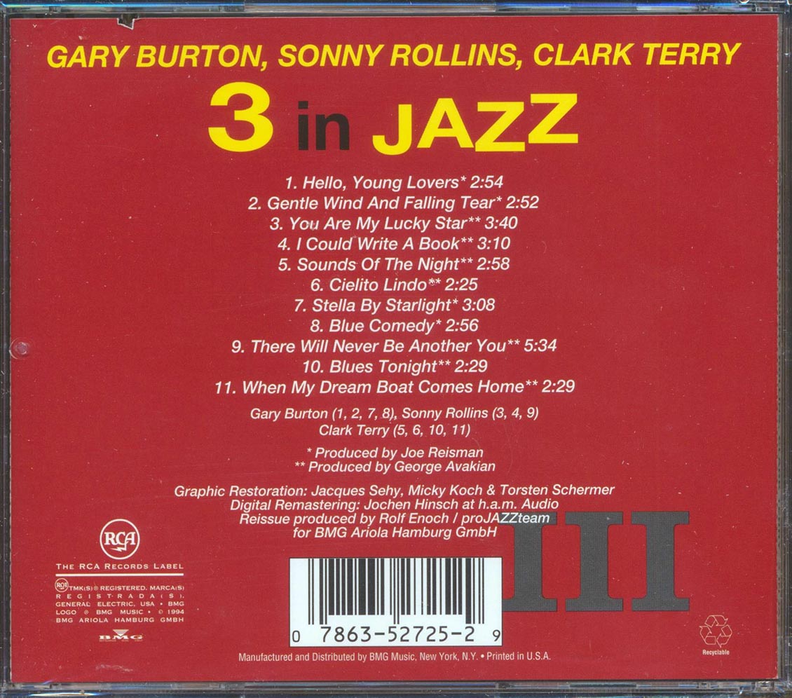 Guy Burton, Sonny Rollins, Clark Terry - 3 In Jazz (marked/ltd stock)