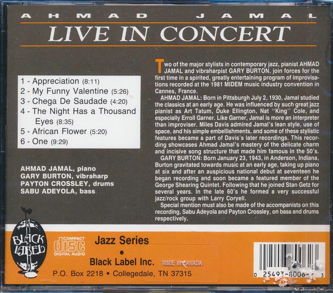 Ahmad Jamal - Live In Concert (marked/ltd stock) (remastered)