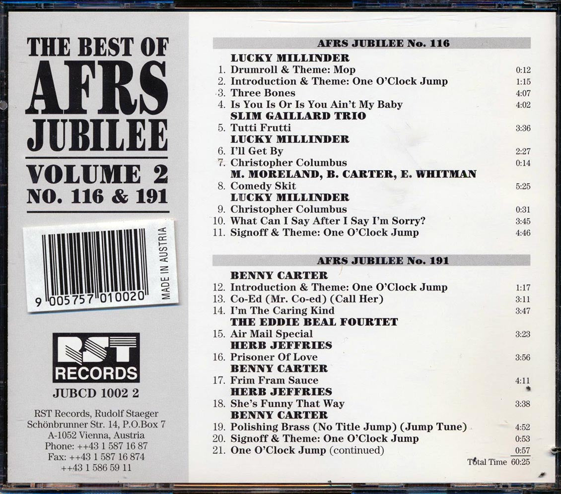 Lucky Millinder, Slim Gaillard, Etc. - The Best Of AFRS Volume 2: No. 116 & 191 (21 tracks)